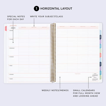 8.5x11 Student Planner - Flower Frame Blue