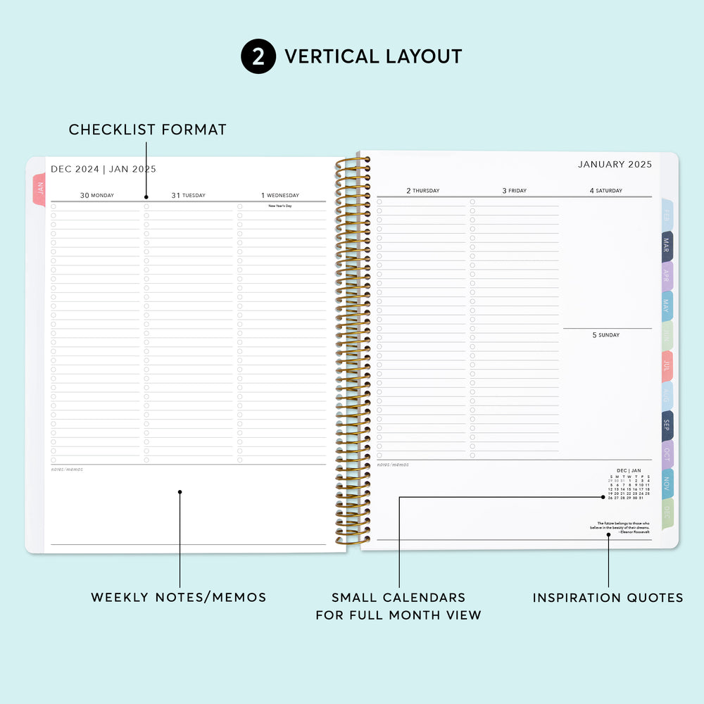 
                  
                    a spiral - bound planner with the words vertical layout
                  
                