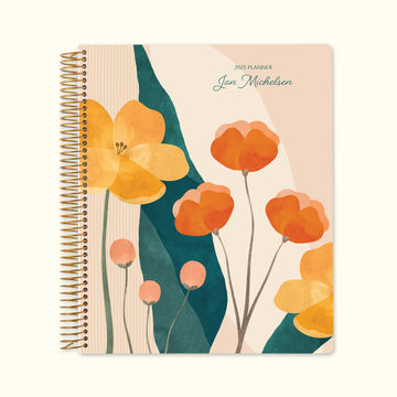 8.5x11 Monthly Planner - Abstract Florals Pink Multicolor