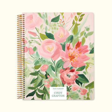 8.5x11 Monthly Planner - Blossom Dreams Pink Green