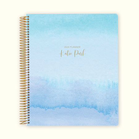 8.5x11 Monthly Planner - Blue Lavender Watercolor Gradient