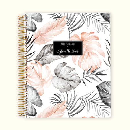 8.5x11 Monthly Planner - Blush Gray Tropical