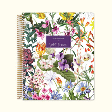 8.5x11 Monthly Planner - Colorful Florals White