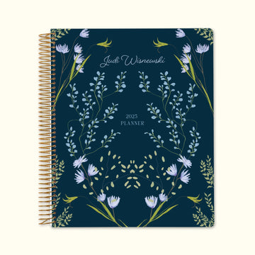 8.5x11 Monthly Planner - Flower Frame Blue