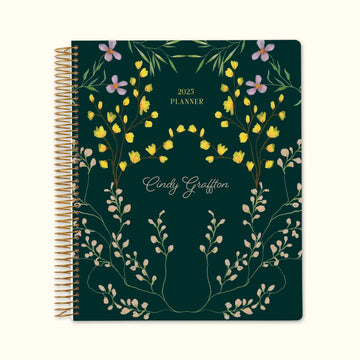 8.5x11 Monthly Planner - Flower Frame Green