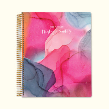 8.5x11 Monthly Planner - Hot Pink Gray Flowing Ink
