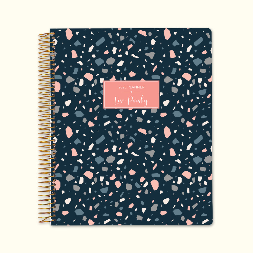 8.5x11 Monthly Planner - Navy Terrazzo