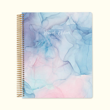 8.5x11 Monthly Planner - Pink Blue Flowing Ink