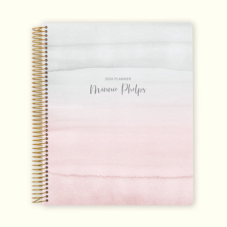 8.5x11 Monthly Planner - Pink Grey Watercolor Gradient