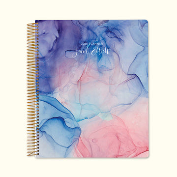 8.5x11 Monthly Planner - Pink Purple Flowing Ink