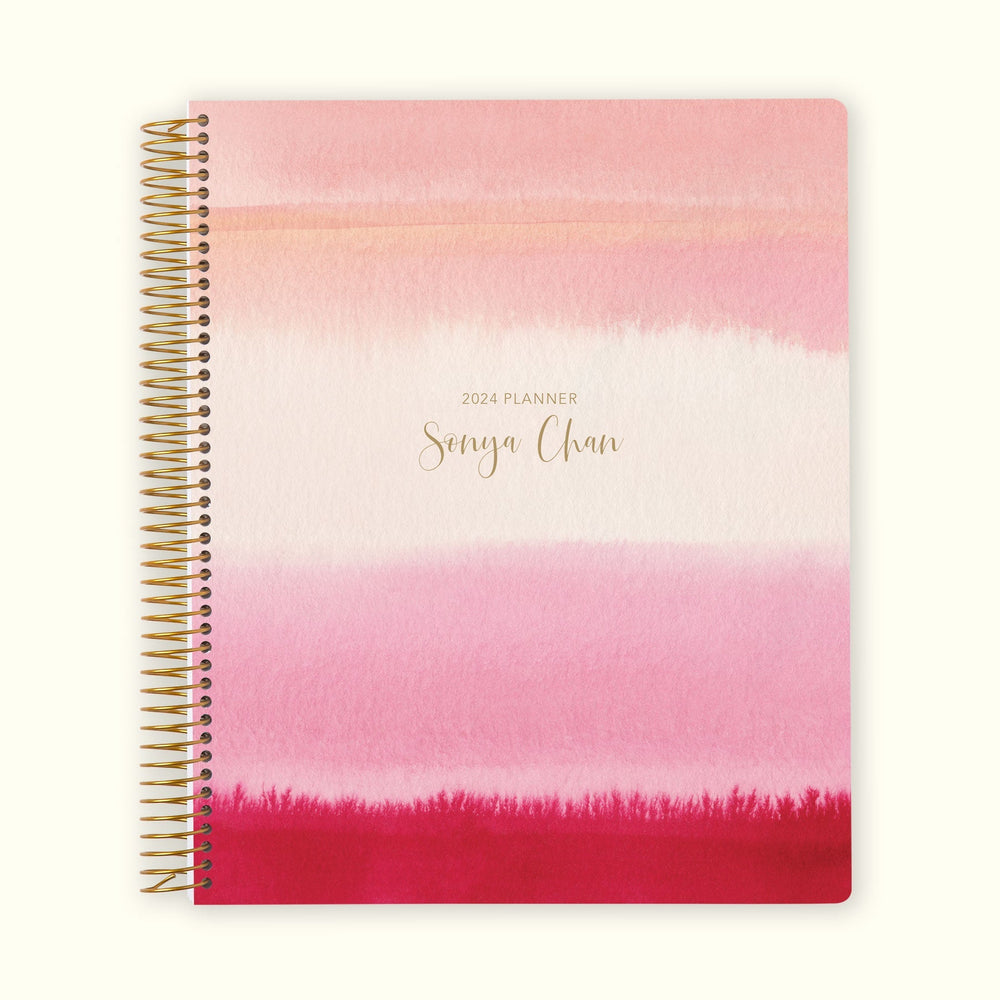 8.5x11 Monthly Planner - Pink Watercolor Gradient