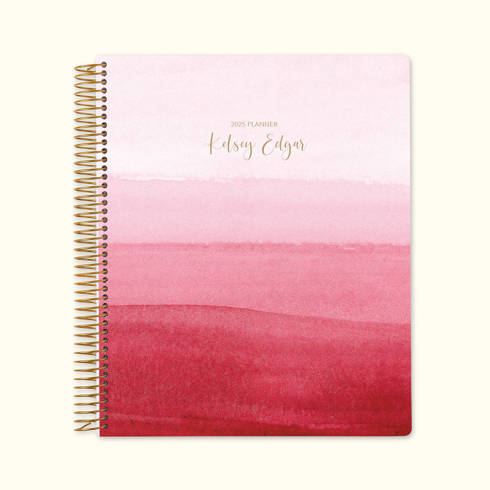 8.5x11 Monthly Planner - Pink Watercolor Ombré