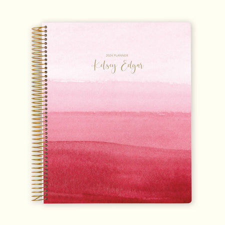 8.5x11 Monthly Planner - Pink Watercolor Ombré