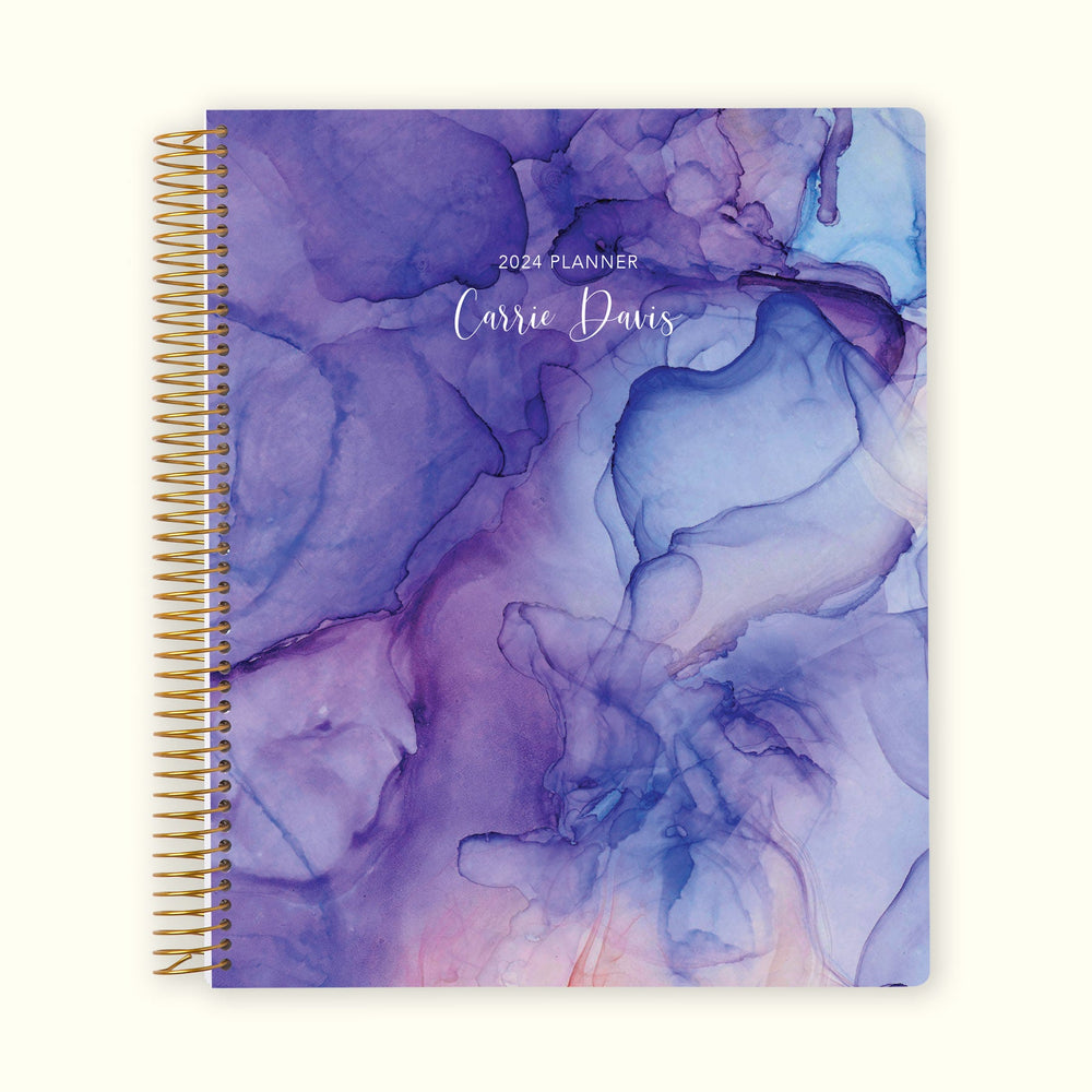 8.5x11 Monthly Planner - Purple Flowing Ink