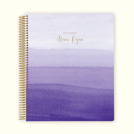 8.5x11 Monthly Planner - Purple Watercolor Ombré