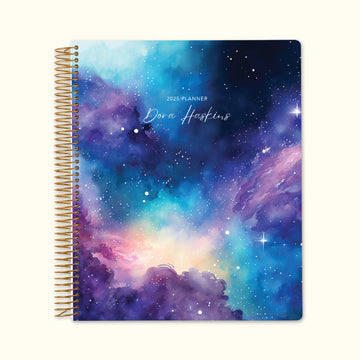 8.5x11 Monthly Planner - Space Galaxy Blue Purple