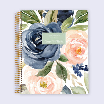 8.5x11 Student Planner - Navy Blush Roses