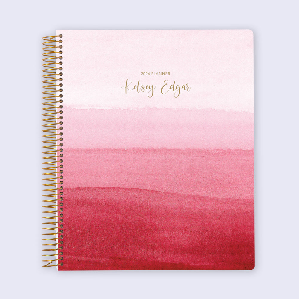 8.5x11 Student Planner - Pink Watercolor Ombré - Posy Paper Co.