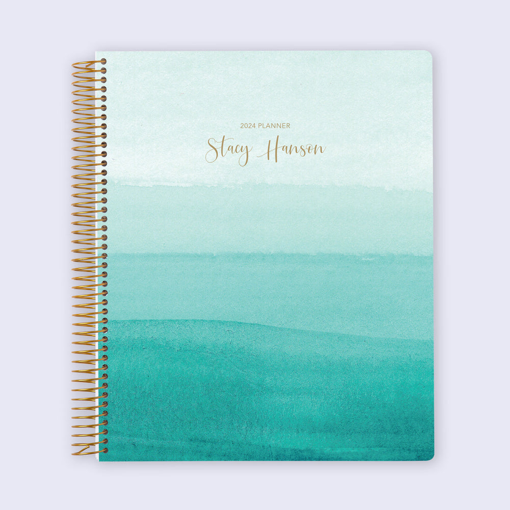 8.5x11 Student Planner - Teal Watercolor Ombré