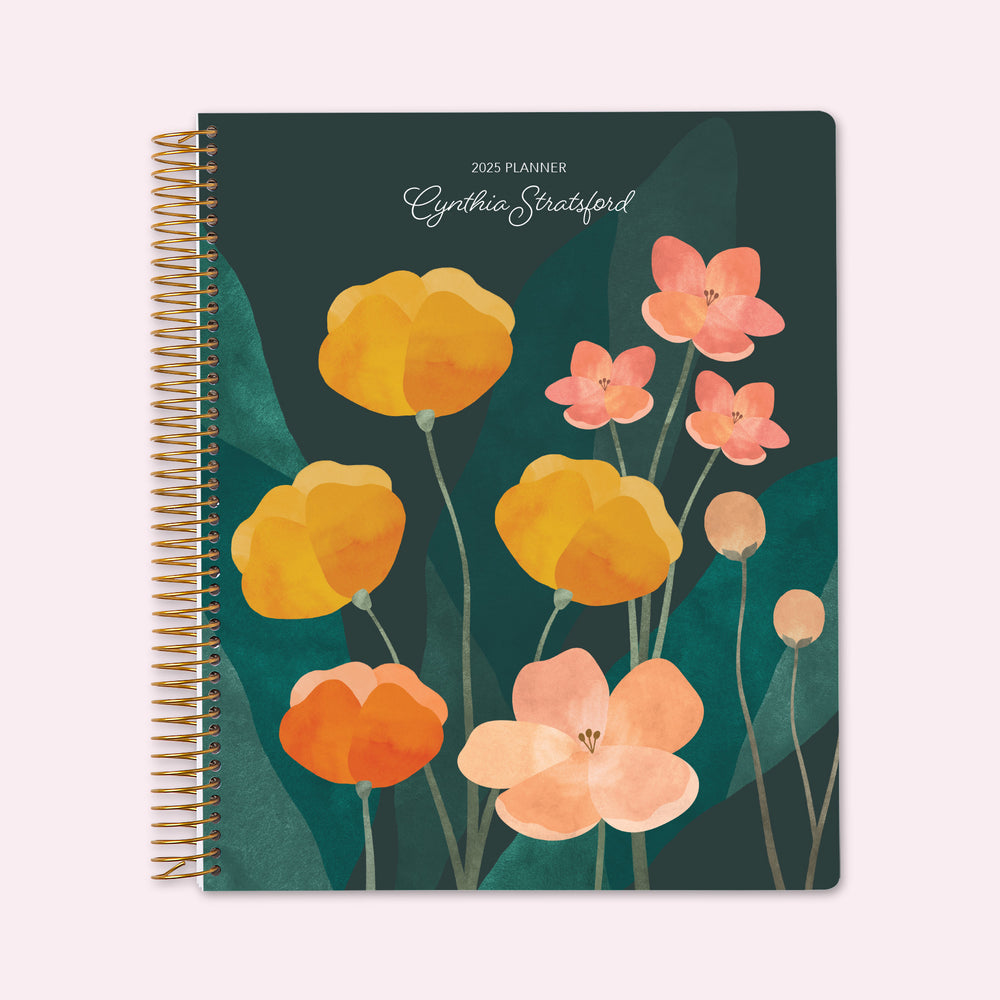 8.5x11 Teacher Planner - Abstract Florals Green Multicolor