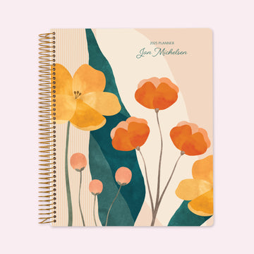 8.5x11 Teacher Planner - Abstract Florals Pink Multicolor