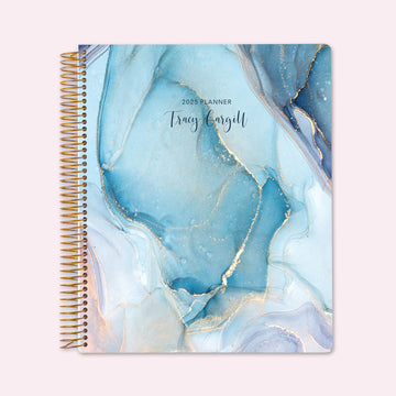 8.5x11 Teacher Planner - Aqua Gold Abstract Ink