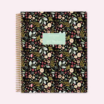 8.5x11 Teacher Planner - Black Meadow Floral