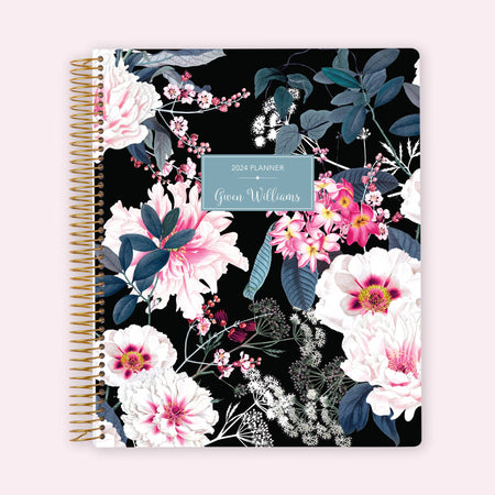 8.5x11 Teacher Planner - Black Elegant Floral