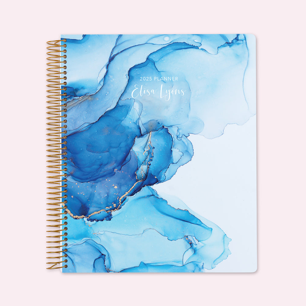 8.5x11 Teacher Planner - Blue Abstract Ink