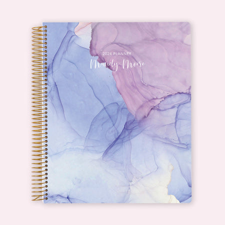 8.5x11 Teacher Planner - Blue Purple Flowing Ink