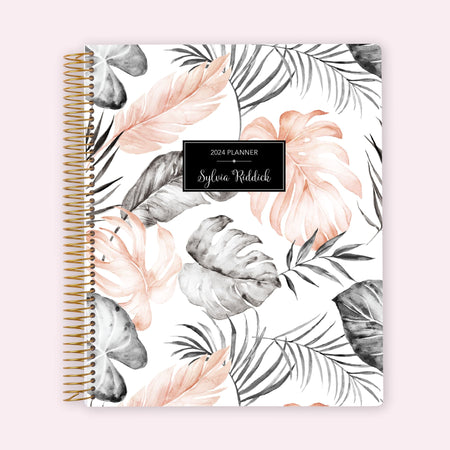 8.5x11 Teacher Planner - Blush Gray Tropical