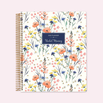 8.5x11 Teacher Planner - Field Flowers Blue