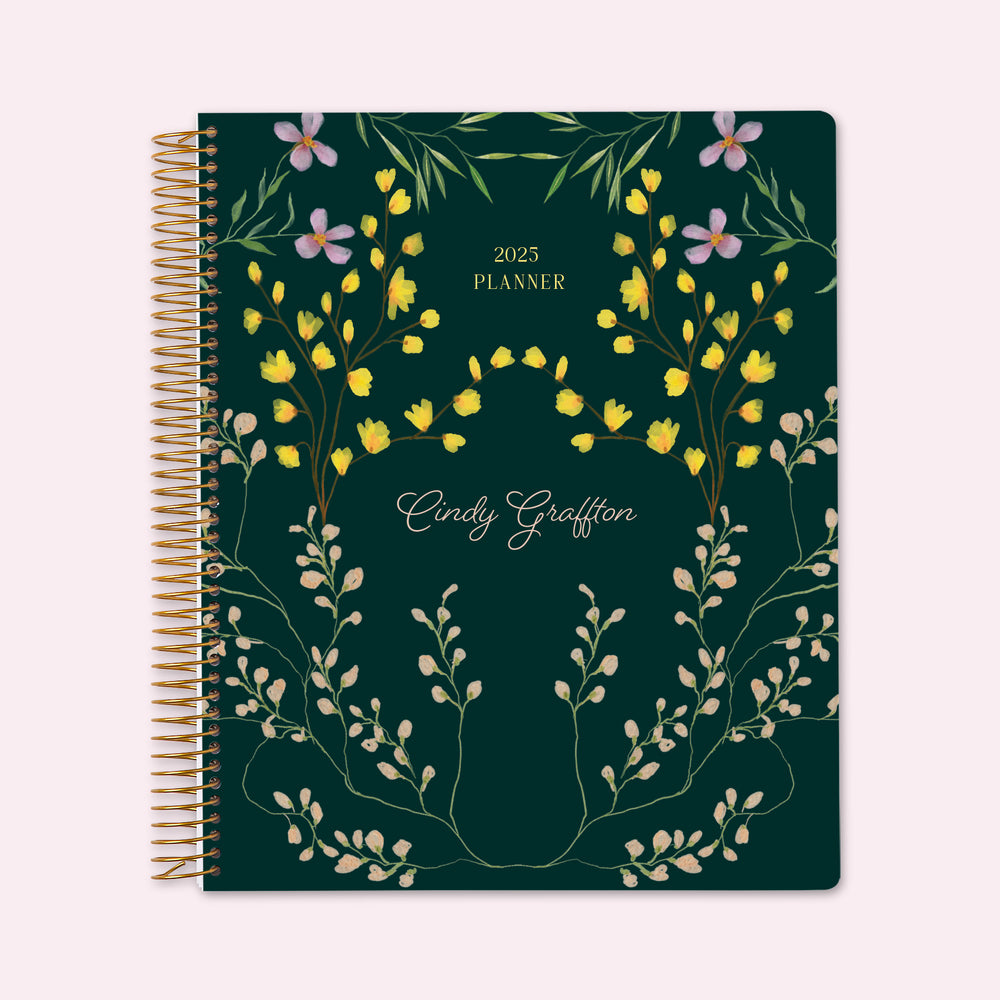 8.5x11 Teacher Planner - Flower Frame Green