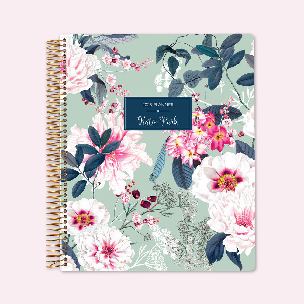 8.5x11 Teacher Planner - Green Elegant Floral