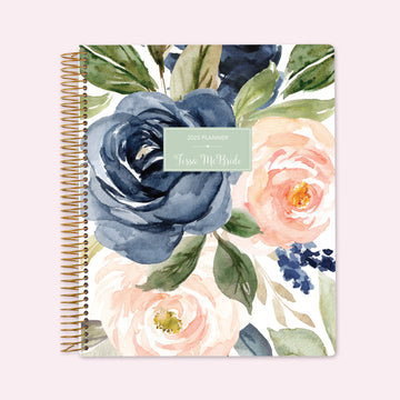 8.5x11 Teacher Planner - Navy Blush Roses