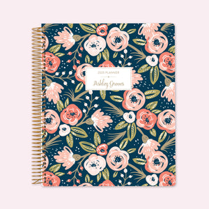 
                  
                    8.5x11 teacher planner with a navy pink gold floral cover, featuring elegant golden floral accents, premium paper, and spacious layouts for effortless classroom organization.

                  
                