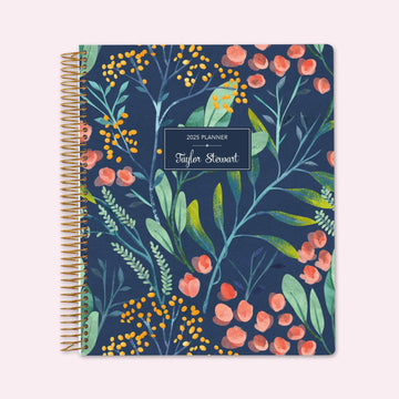 8.5x11 Teacher Planner - Navy Watercolor Floral
