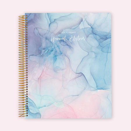 8.5x11 Teacher Planner - Pink Blue Flowing Ink