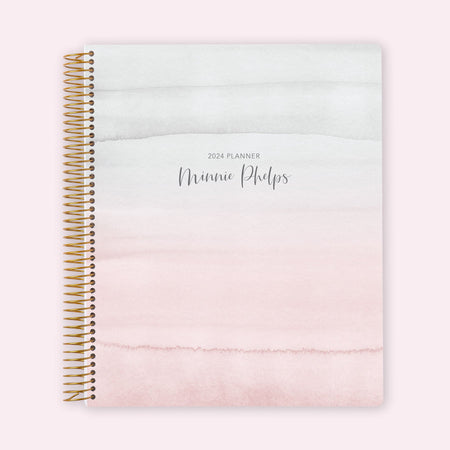 8.5x11 Teacher Planner - Pink Grey Watercolor Gradient