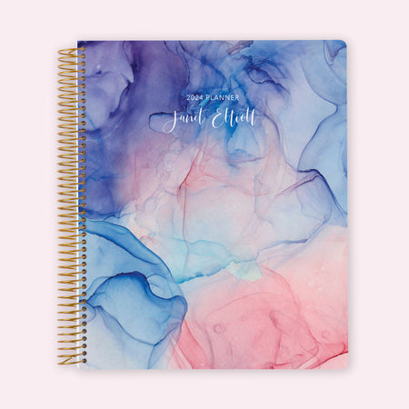 8.5x11 Teacher Planner - Pink Purple Flowing Ink