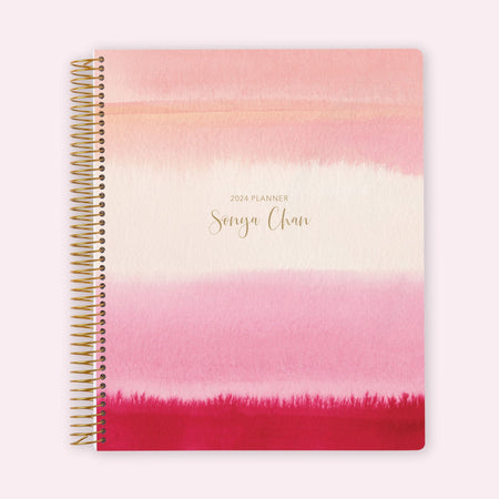 8.5x11 Teacher Planner - Pink Watercolor Gradient