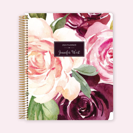 8.5x11 Teacher Planner - Plum Blush Roses