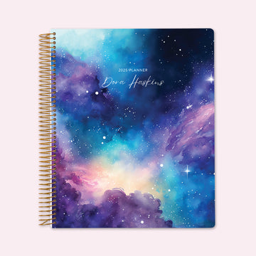 8.5x11 Teacher Planner - Space Galaxy Blue Purple