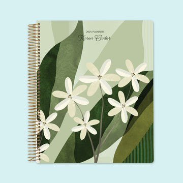 8.5x11 Weekly Planner - Abstract Florals Green