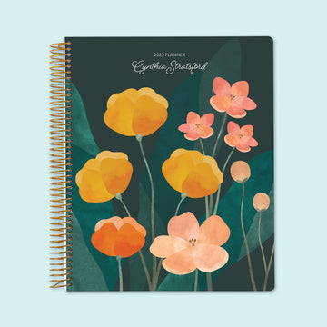 8.5x11 Weekly Planner - Abstract Florals Green Multicolor