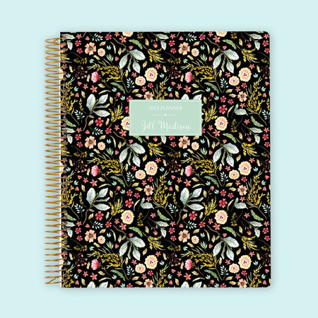 8.5x11 Weekly Planner - Black Meadow Floral