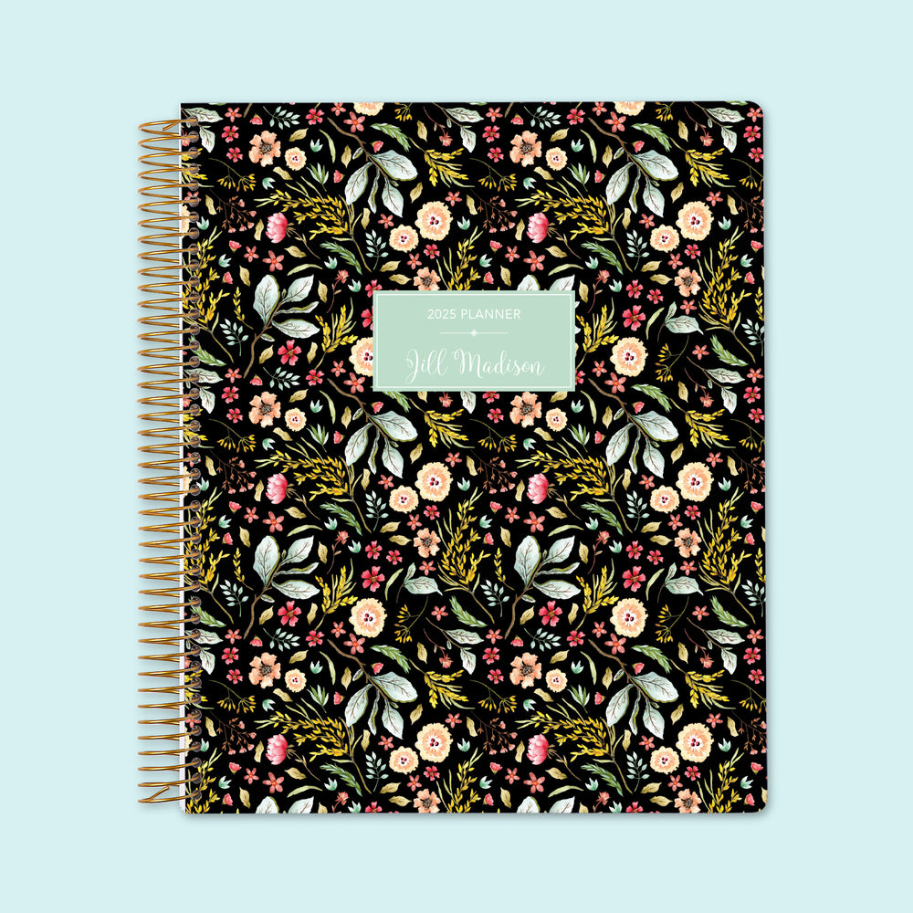 8.5x11 Weekly Planner - Black Meadow Floral