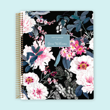 8.5x11 Weekly Planner - Black Elegant Floral