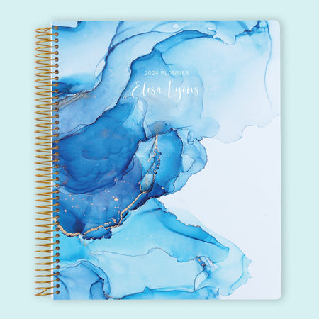 8.5x11 Weekly Planner - Blue Abstract Ink