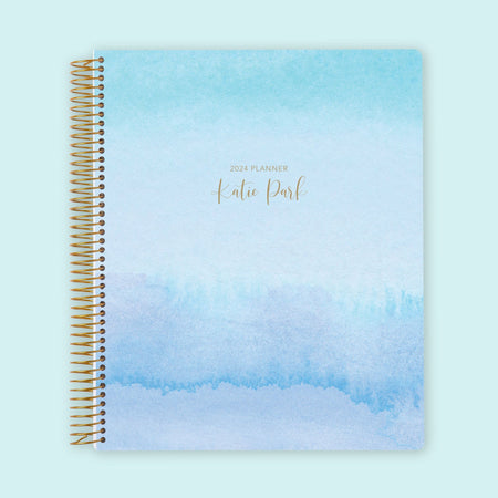 8.5x11 Weekly Planner - Blue Lavender Watercolor Gradient